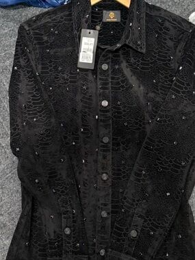 Men's Black Embellished Velvet Jacket